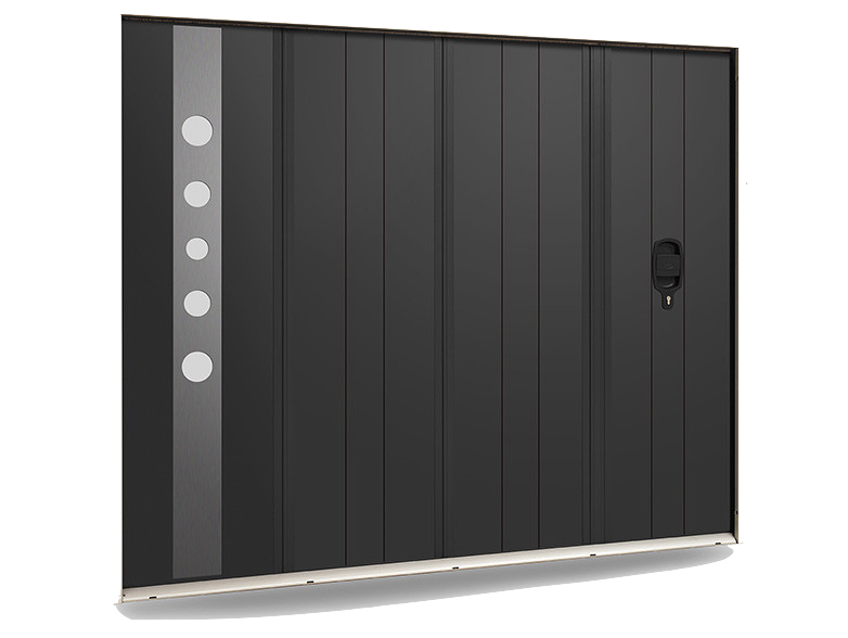 porte de garage alu panneaux design decor ronds